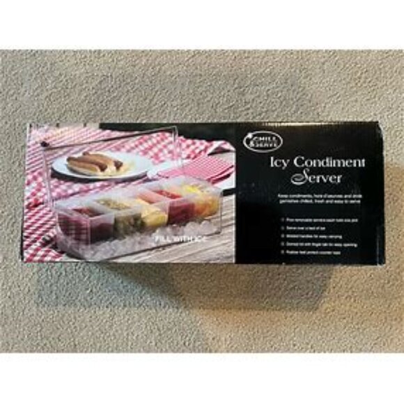 Chill & Serve Icy Condiment Server, 5 Removable Servers, Domed Lid, Handles NIB - Picture 1 of 2